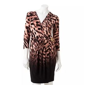 Women's Jennifer Lopez Animal Surplice Faux-Wrap Dress Size S